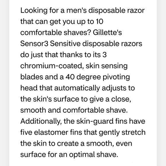 ⭐4/$15 Gillette Sensor3 Sensitive 3-Blade Disposable Razor, 4 CT - Picture 8 of 9